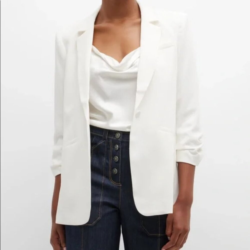 UNWORN. Cinq A Sept Khloe Crepe Ruched Sleeve Blazer